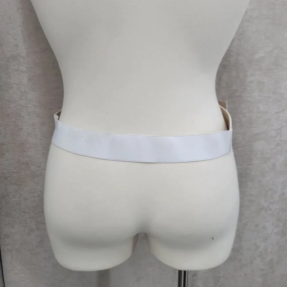 Chico's White Belt with Cork Buckle Women's Large